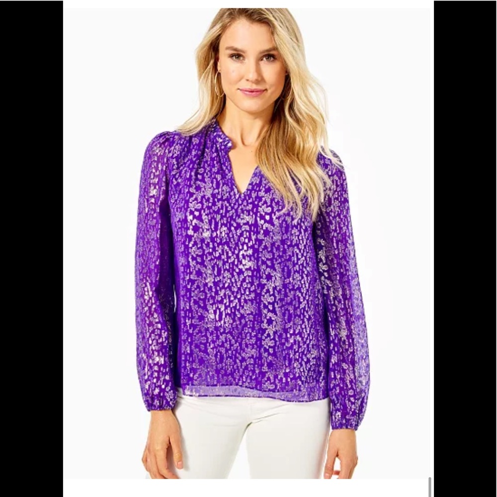 NWT Lilly Pulitzer Giana Ruffle Silk Top Size Medium
